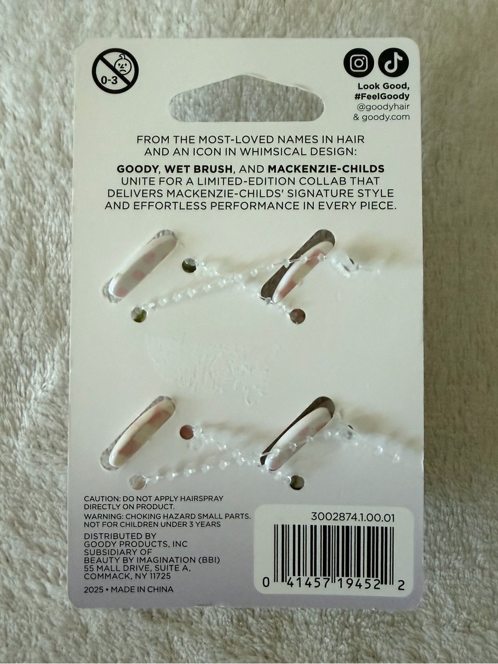 NEW Goody x Mackenzie Childs Mini Claw Clips (4-count rosy check/ floral) - Picture 3 of 3